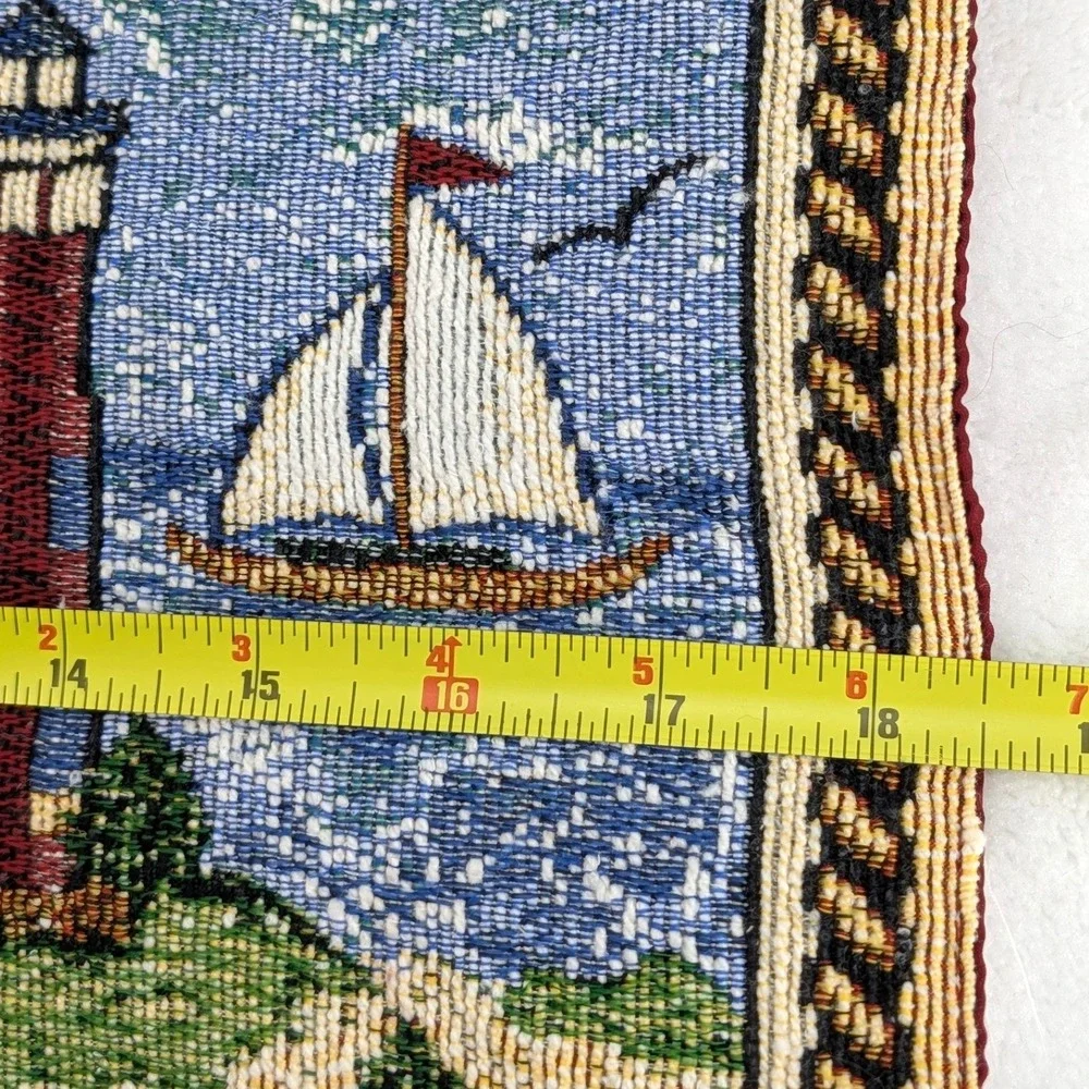 Nautical‎ Tapestry Lighthouse Sailboat 12x18 Coastal Maritime Decor